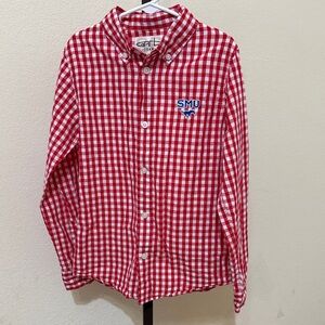 Garb Team's Red Gingham SMU Button Down Shirt for Kids Size S (Ages 5-6)
